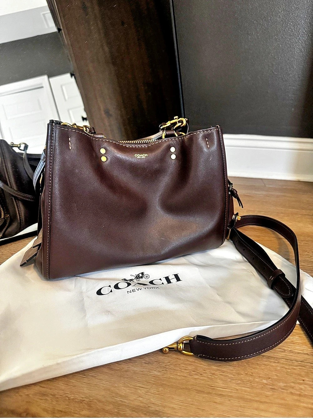 Coach Rogue Bag Leather Satchel in Brown